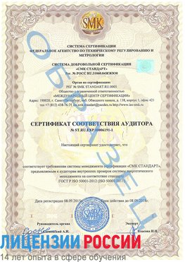 Образец сертификата соответствия аудитора №ST.RU.EXP.00006191-1 Ядрин Сертификат ISO 50001